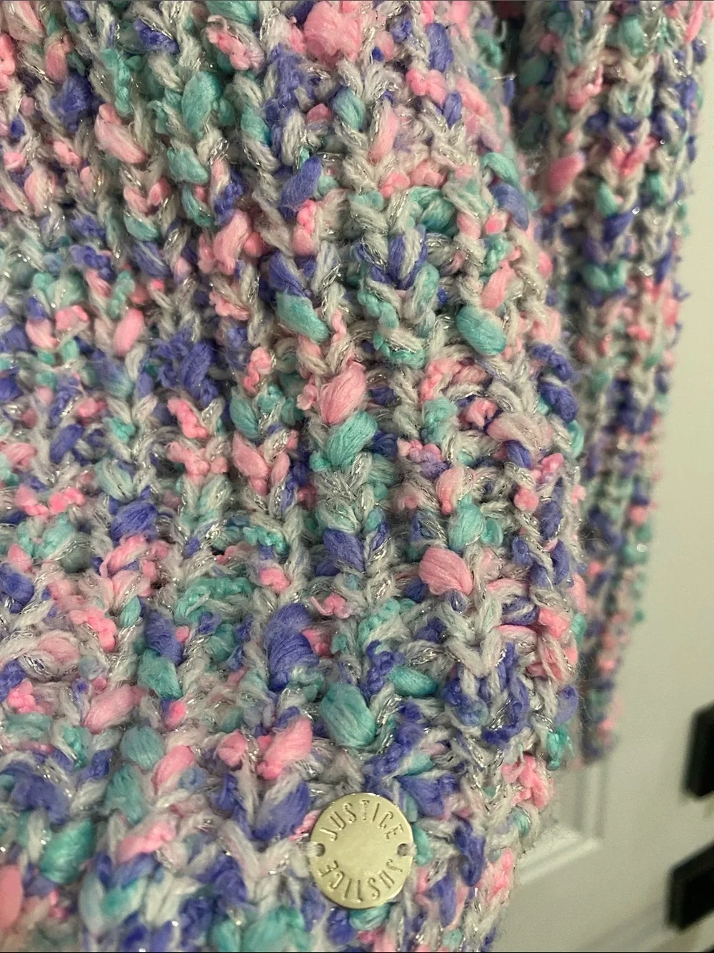 Justice Pastel Multicolor Chunky Knit Crewneck Sweater